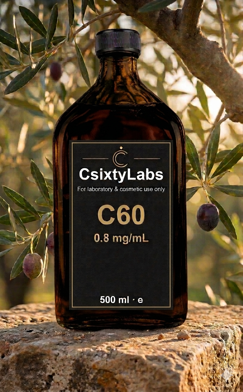 CSixtyLabs C60 Fullerene Olive Oil 500ml — amber glass bottle