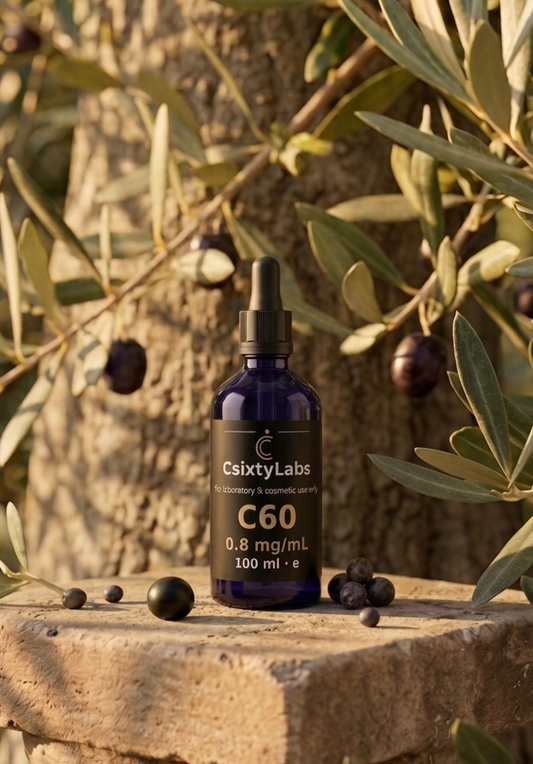 CSixtyLabs C60 Fullerene Olive Oil 100ml — black glass bottle