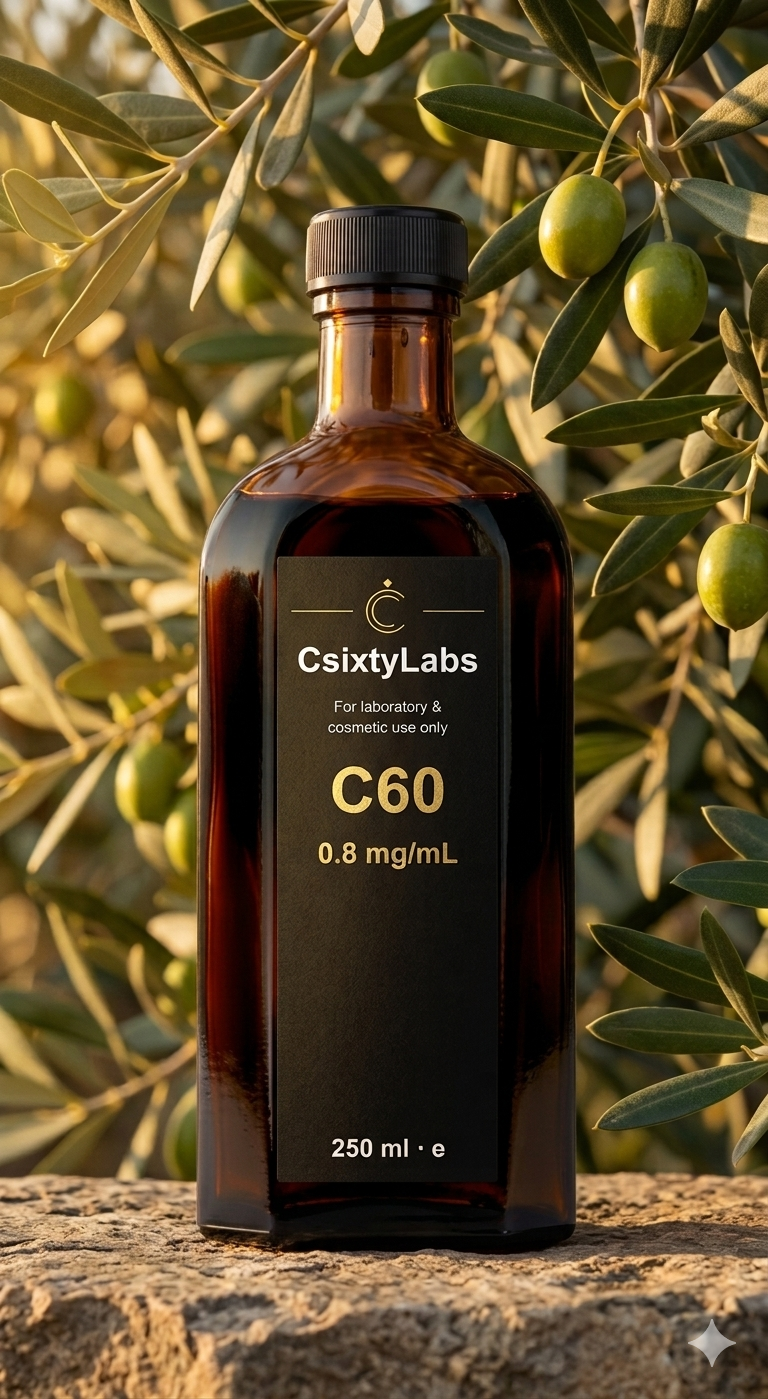CSixtyLabs C60 Fullerene Olive Oil 250ml — amber glass bottle